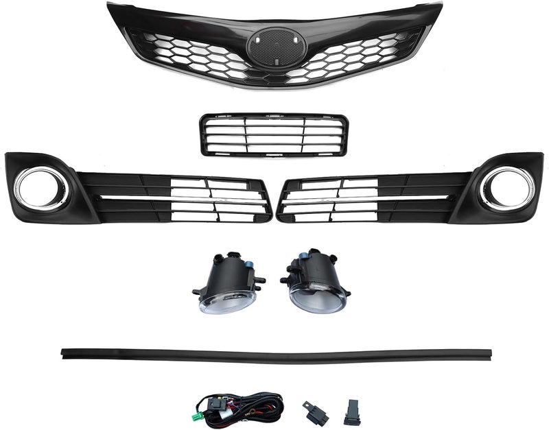 LAFORMO 6PCS Front Bumper Grille Fog Light &Cover Trim Set For 2012 2013 2014 To-yota Camry SE - Image 1